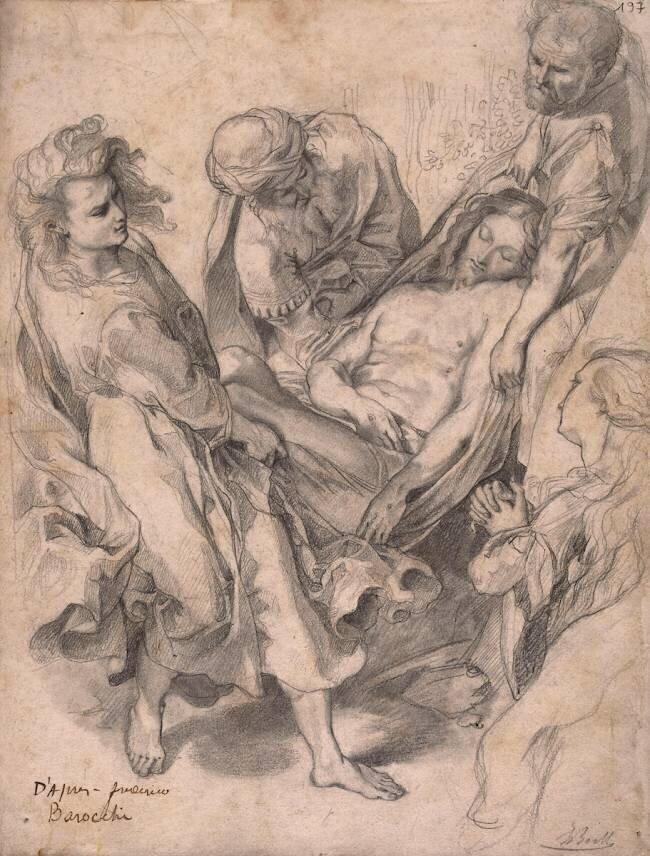 Album d'Italie : Urbino, palais ducal, esquisse de la Mise au Tombeau de F. Barocci Louis Boitte