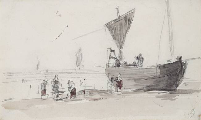 Bateau de pêche sur la plage Eugène Boudin