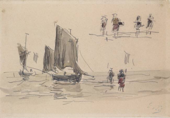 Bateaux et pêcheurs Eugène Boudin