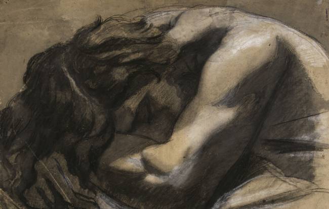 Buste d'homme nu endormi, la tête dans les bras Théodore Chasseriau