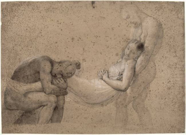 Chactas embrassant les jambes d'Atala Anne-Louis Girodet