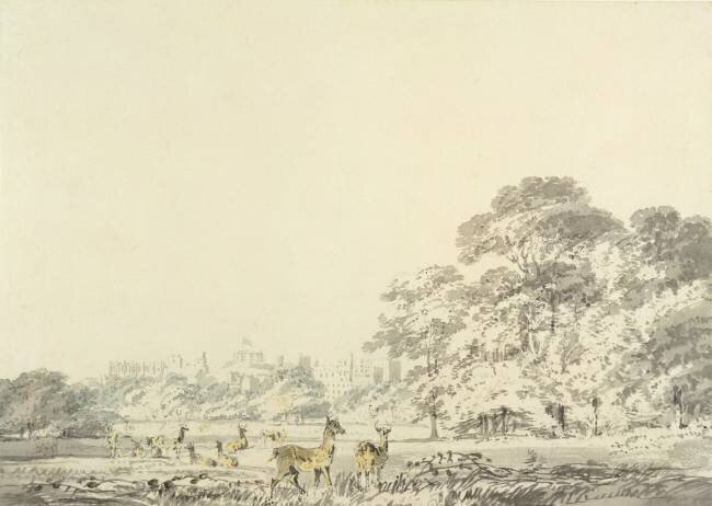 Château et parc de Windsor avec des cerfs Joseph Mallord William Turner