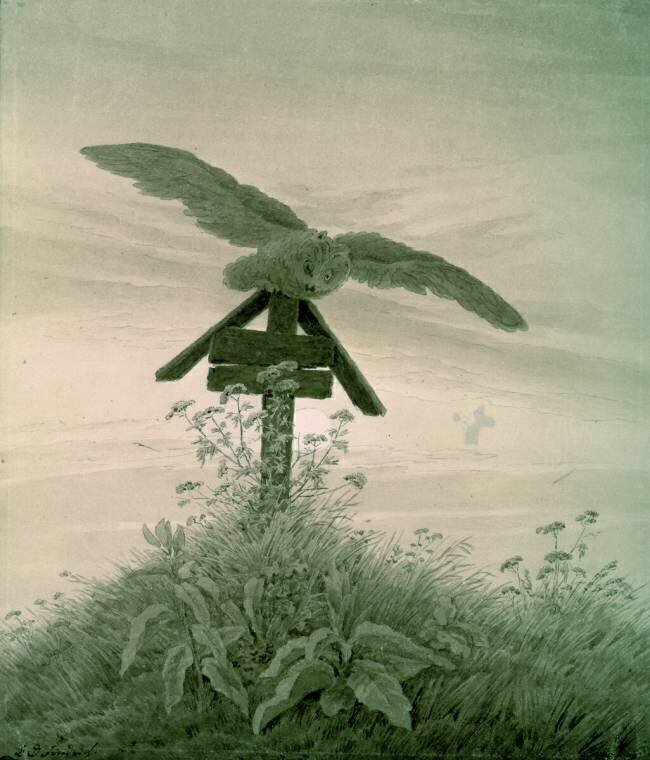 Chouette sur une tombe Caspar David Friedrich