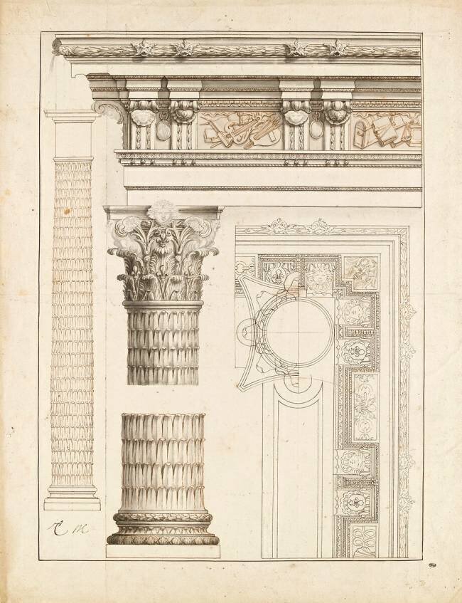 Colonne avec chapiteau, entablement et corniche Charles Le Brun