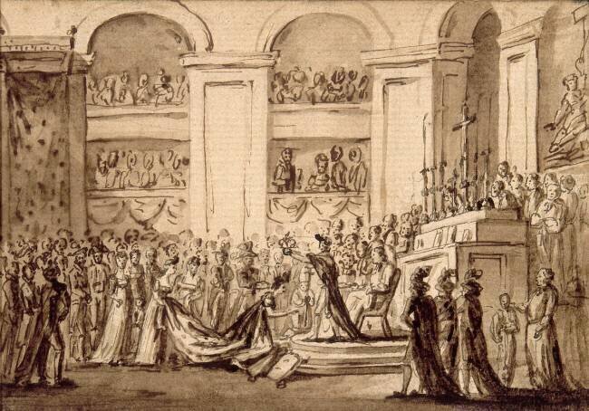 Couronnement de l'impératrice Joséphine à Notre-Dame (2 décembre 1804). Jacques-Louis David (d'après)