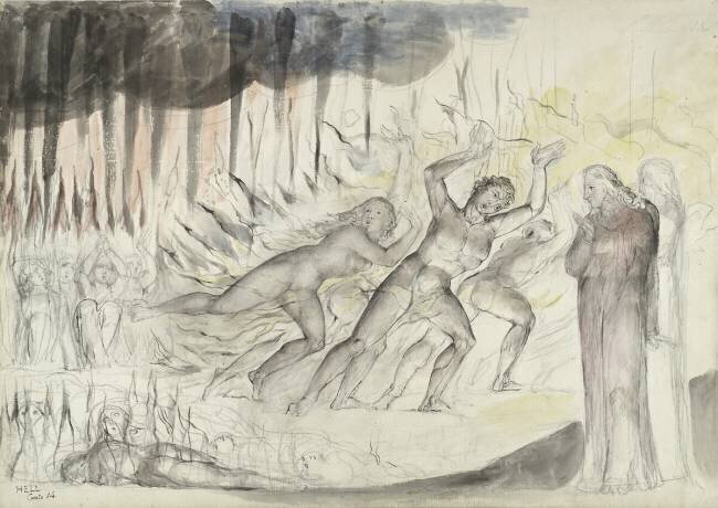Dante et Virgile parmi les blasphémateurs William Blake