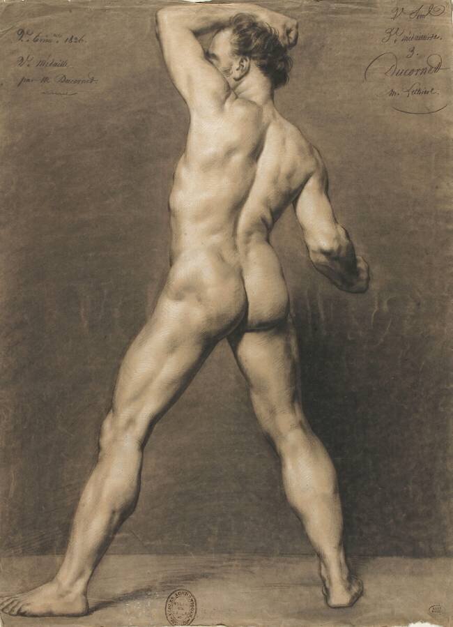 Etude d'homme nu de profil Louis Joseph César Ducornet