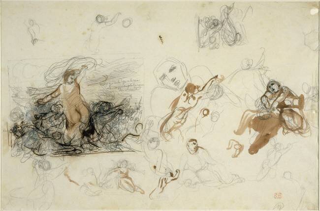 Etude pour la Grèce à Missolonghi et la liberté guidant le peuple Eugène Delacroix