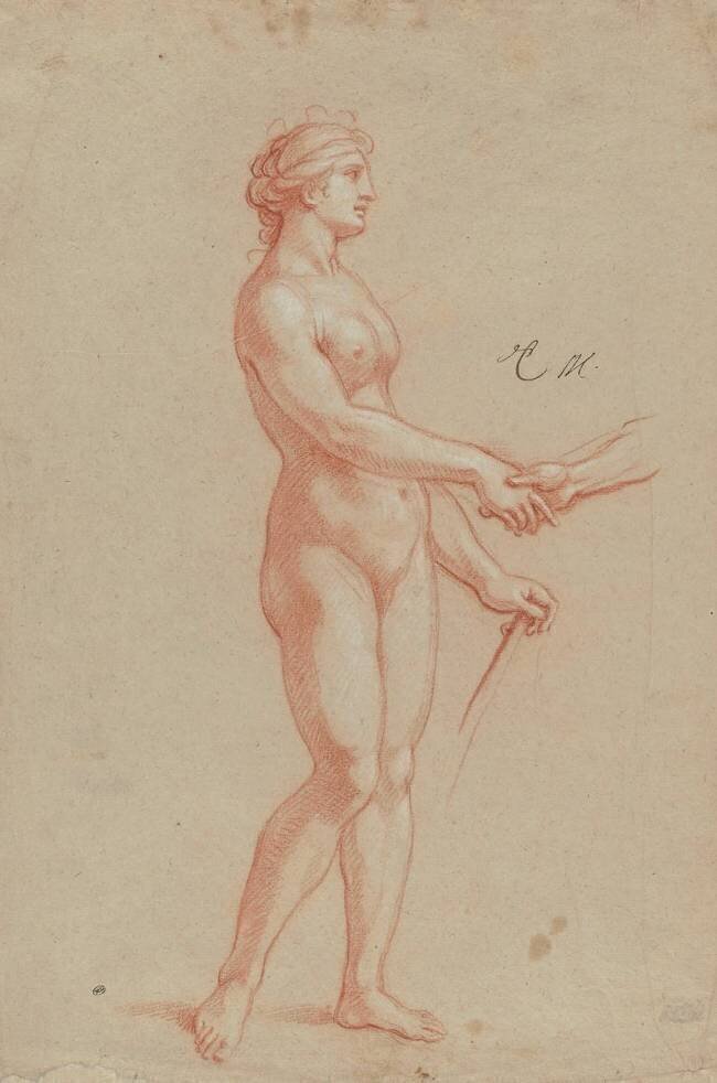 Femme nue, debout de profil Charles Le Brun