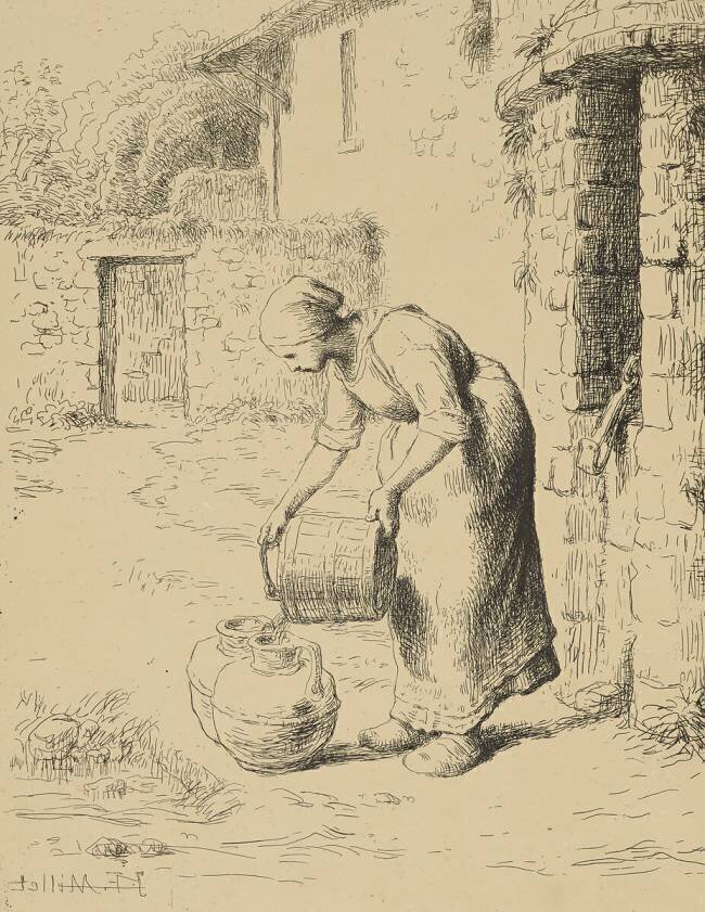 Femme vidant un seau Jean-François Millet