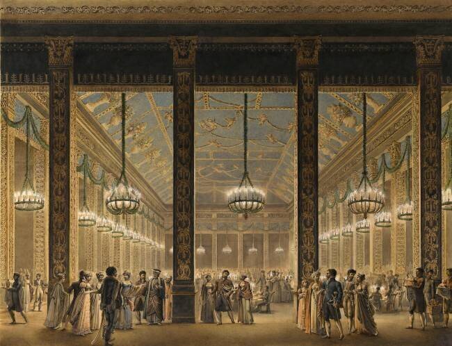Festin dans la deuxième salle provisoire construite dans la cour de l'Ecole Militaire Louis-Pierre Baltard