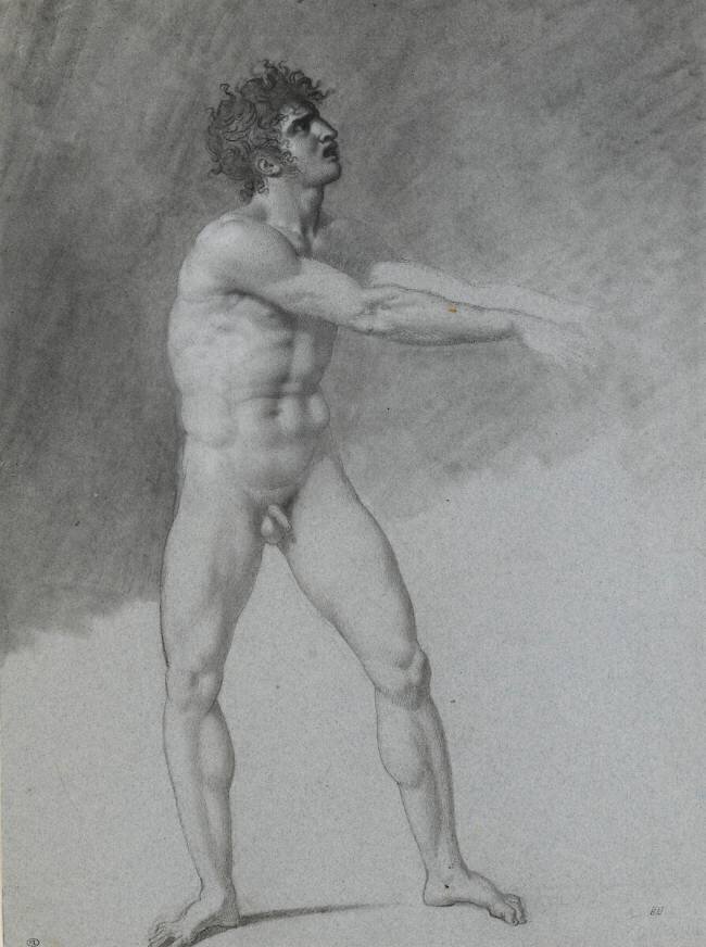 Homme nu, debout, les bras tendus en avant Anne-Louis Girodet