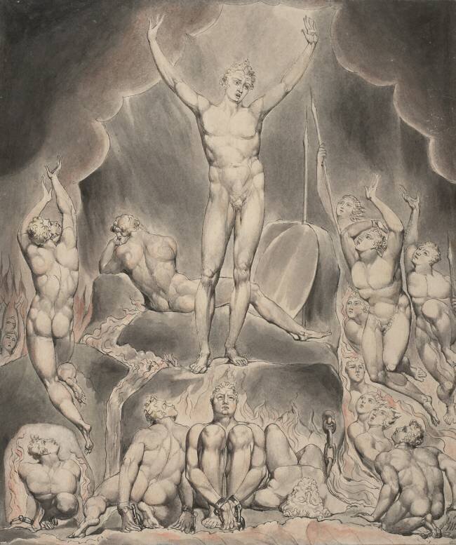 Illustration 1 du «Paradis perdu» de Milton: Satan appelle ses légions William Blake
