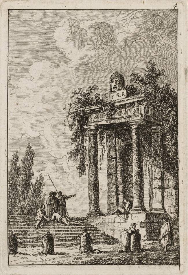 Plaque quatre des Soirées à Rome Hubert Robert