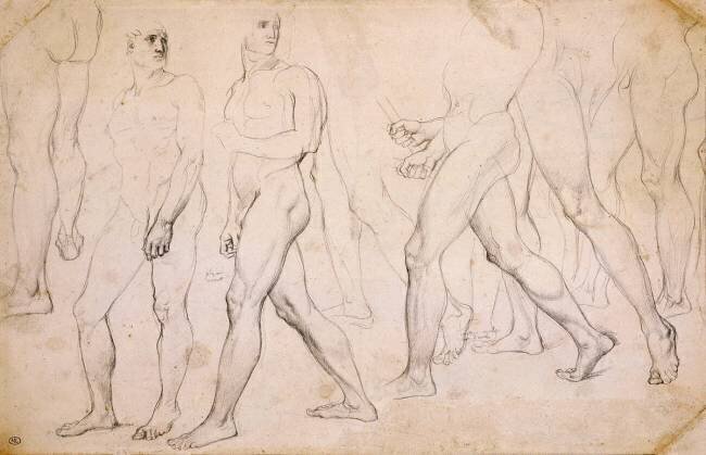 Sept hommes nus debout, étude pour Romulus vainqueur d'Acron Jean-Auguste-Dominique Ingres