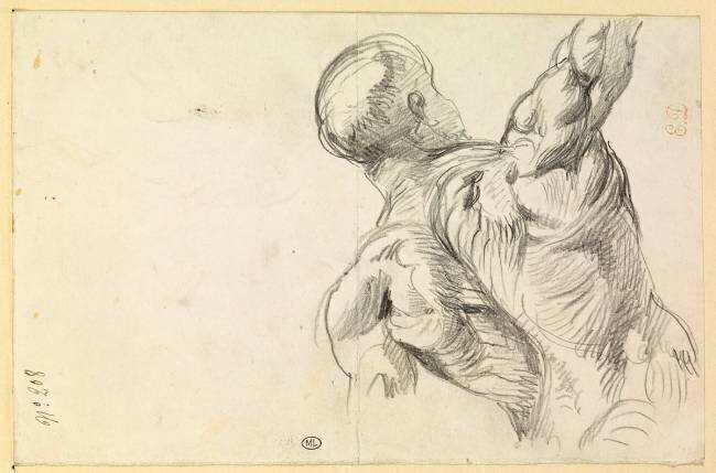 Torse d'écorché de dos, bras levé Eugène Delacroix