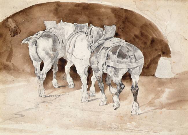 Trois chevaux lourds attelés Théodore Géricault