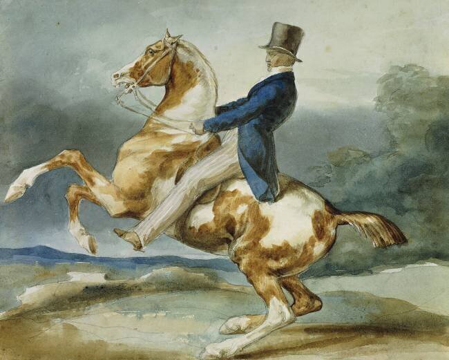 Un cavalier et son cheval cabré Théodore Géricault