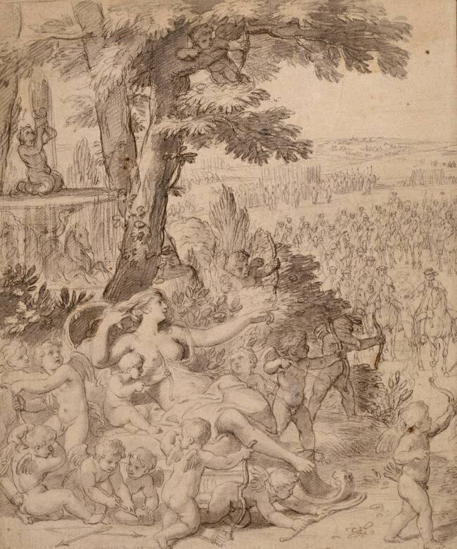 Vénus et les amours attendent le roi, au passage d'un défilé Charles Le Brun