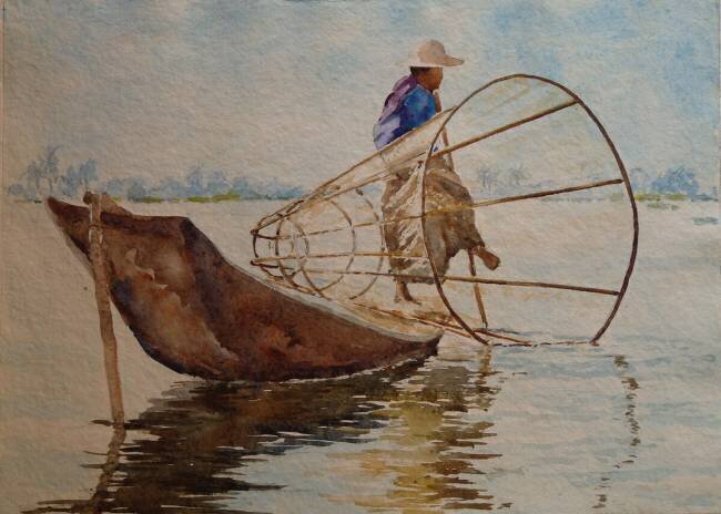 Rameur à jambes, lac Inle Wilson Clive
