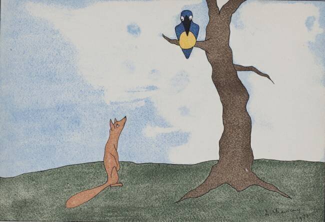 Fables de la Fontaine : le Corbeau et le Renard Léopold Chauveau