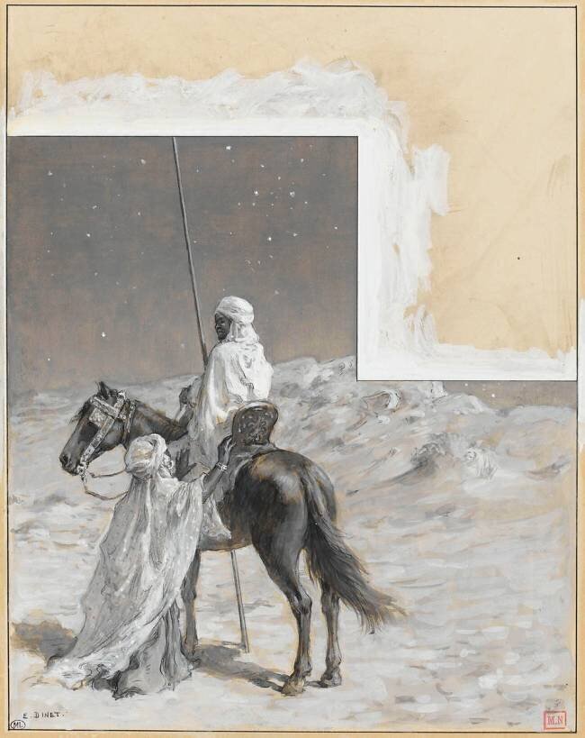 Antar à cheval part dans la nuit Etienne Dinet
