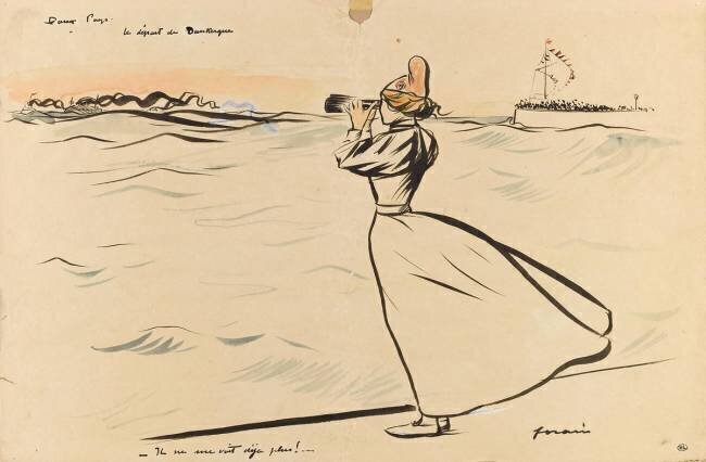 Au bord de la mer, Marianne regarde un navire disparaître Jean-Louis Forain