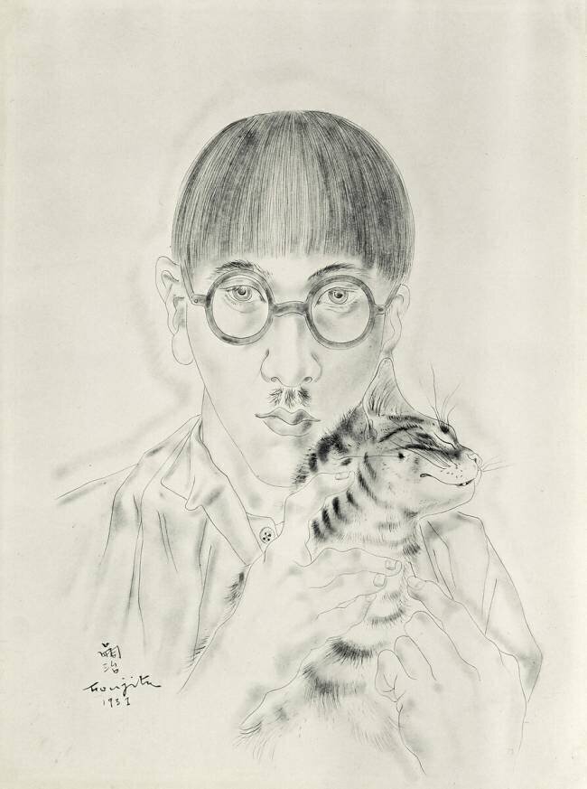 Autoportrait avec chat I, 1931 Tsuguharu Foujita