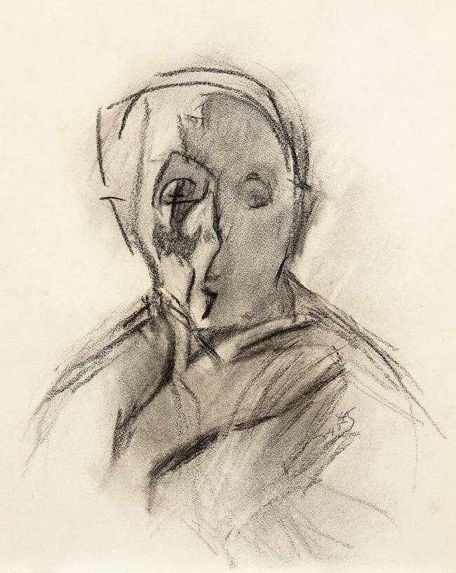 Autoportrait de l'artiste les yeux clos Hélène Schjerfbeck
