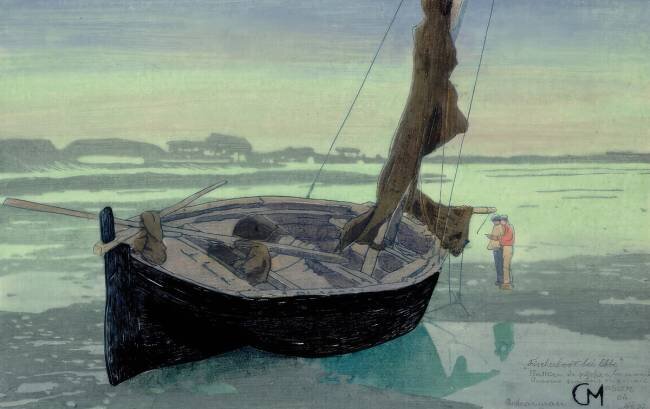 Bateau de pêche à marée basse Carl Moser