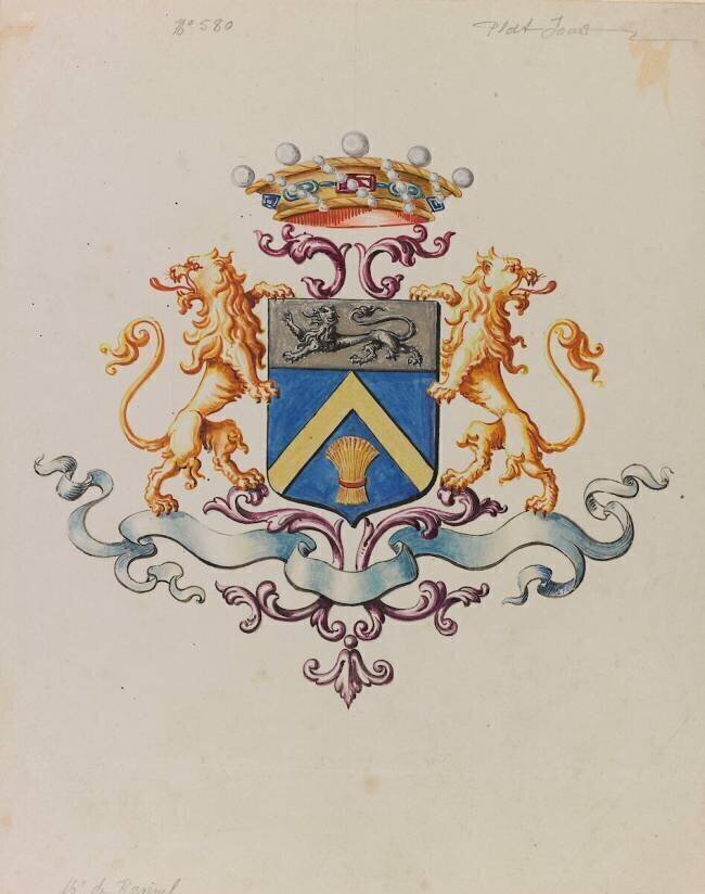 Blason aux armes de la famille de Ravinel Emile Gallé