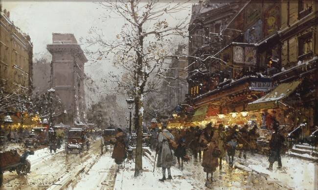 Boulevard animé, Paris Eugène Galien-Laloue