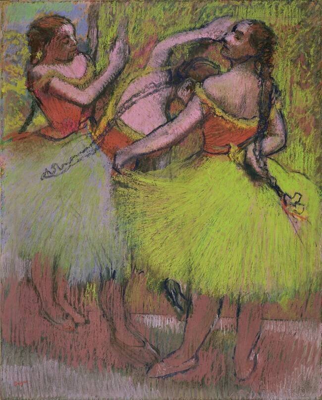 Danseurs avec des cheveux en tresses Edgar Degas