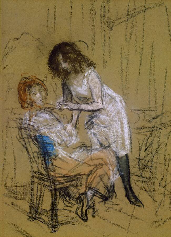 Deux femmes dans une chambre à coucher William James Glackens