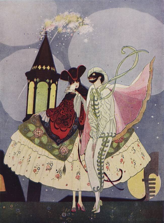 Deux Masques Vénitiens et une Gondole Umberto Brunelleschi