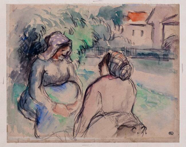 Deux paysannes conversant Camille Pissarro