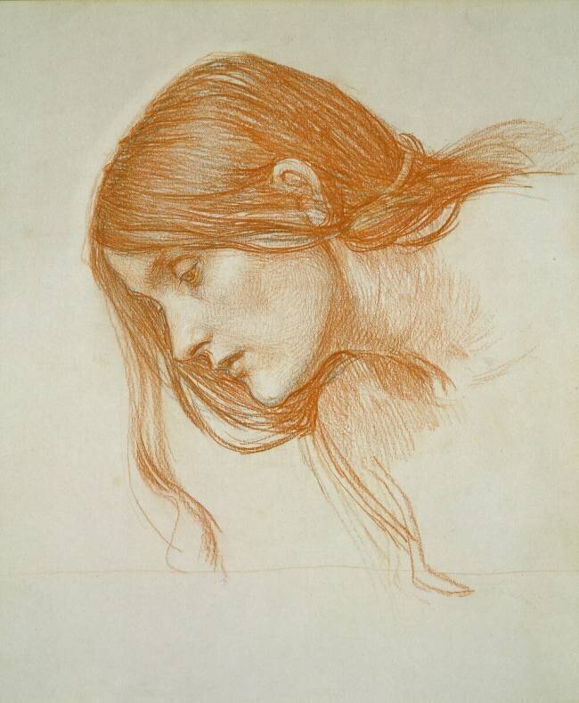 Étude de la tête d'une fille John William Waterhouse