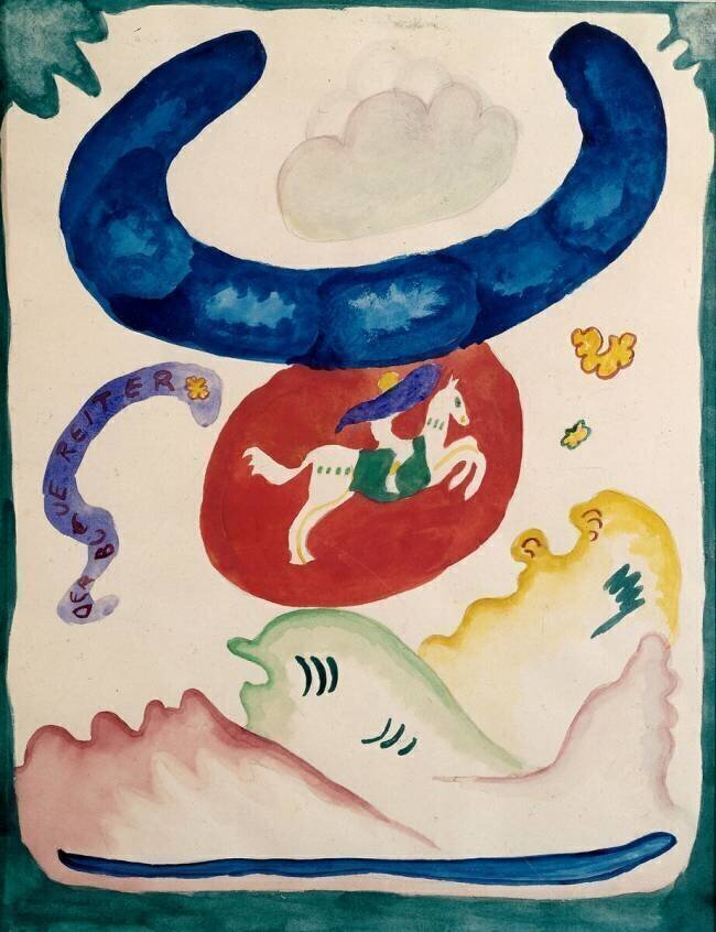 Expressionnisme : projet de couverture pour l'almanach du Cavalier Bleu Wassily Kandinsky
