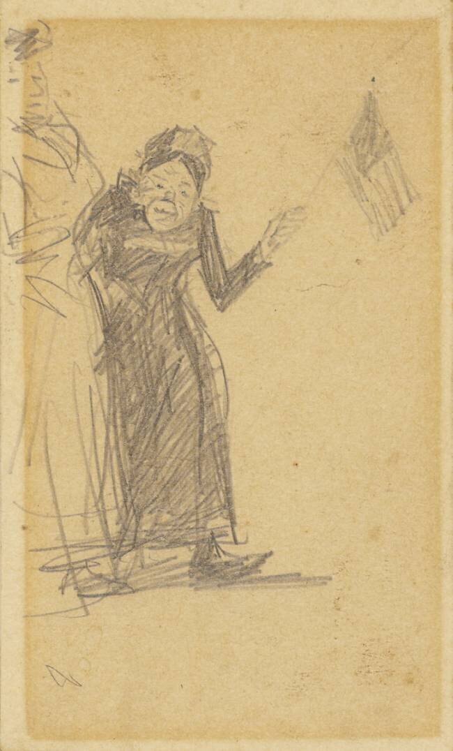 Femme agitant un drapeau William James Glackens