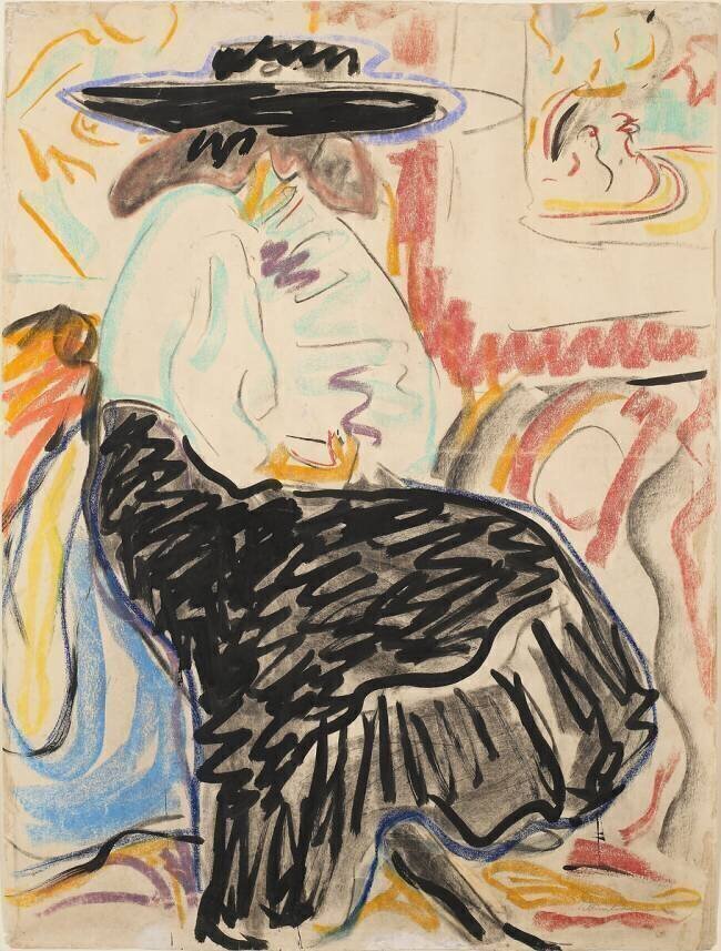 Femme assise dans le studio Ernst Ludwig Kirchner