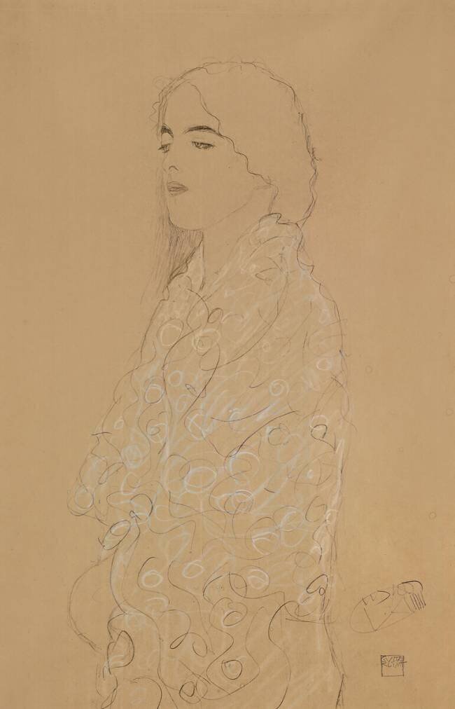 Femme avec un châle blanc Gustav Klimt