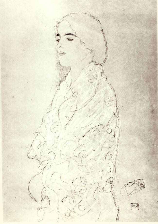 Femme en robe debout Gustav Klimt