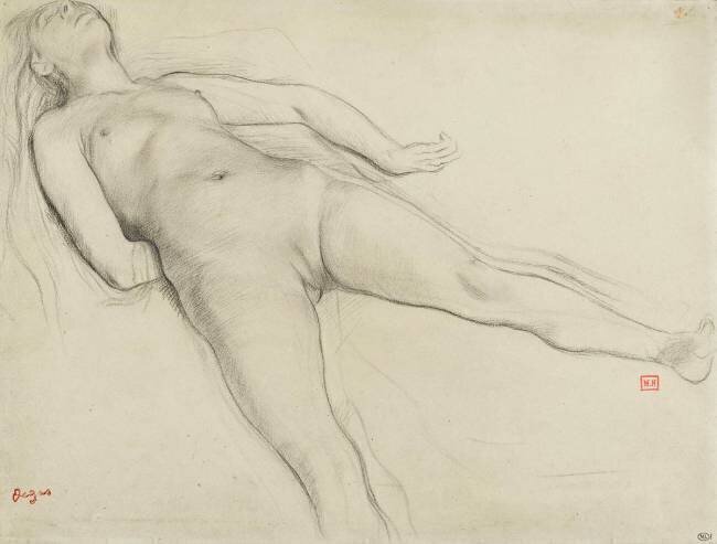 Femme nue, couchée sur le dos Edgar Degas