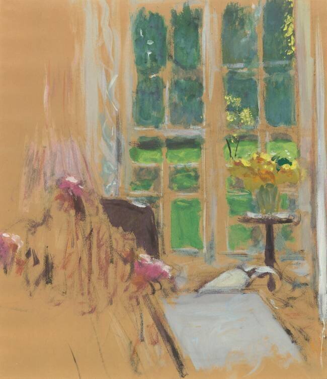 Fenêtre aux bouquets jaunis Edouard Vuillard