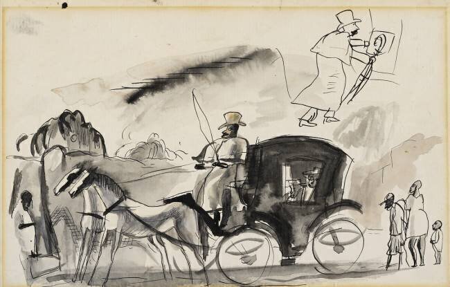 Figures avec cabine Jules Pascin