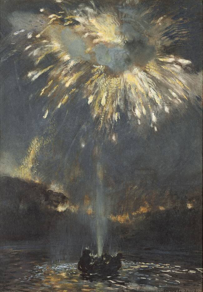 Grand jet d'eau et feu d'artifice Gaston de la Touche
