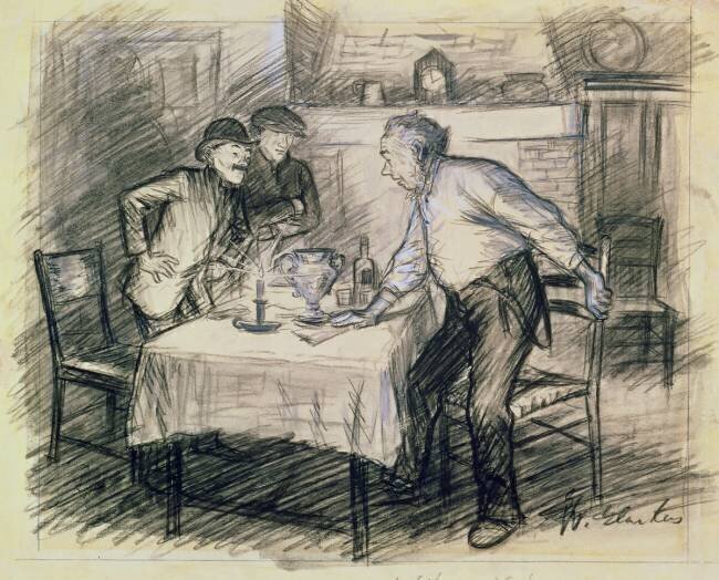 Intérieur avec trois hommes se levant d'une table William James Glackens