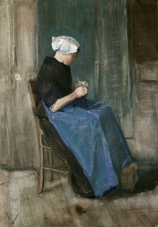 Jeune femme tricotant Vincent van Gogh