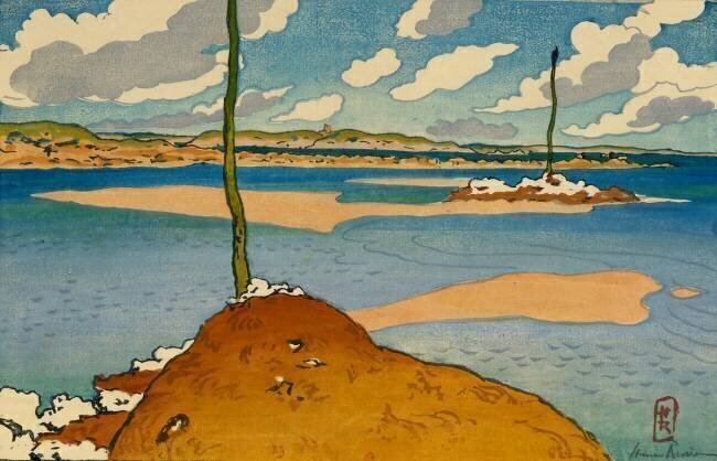La Balise Chéruette à marée basse (Saint-Briac) Henri Rivière