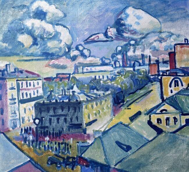 La place Zubovskij à Moscou vue de la fenêtre Wassily Kandinsky